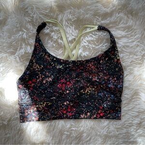 Lululemon long line energy bra in flowerescent lemon ice